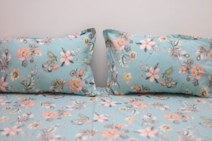 Mint Floral Cotton Bedsheet Set