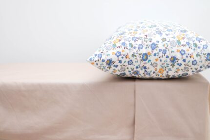 Beige Cotton Bedsheet with Floral Pillowcase