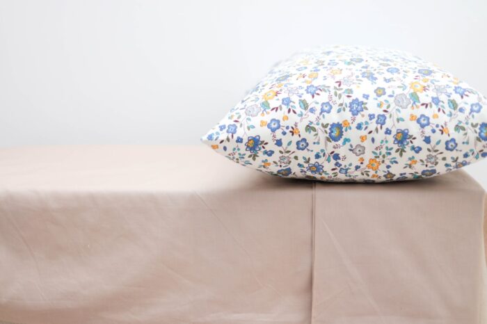 Beige Cotton Bedsheet with Floral Pillowcase
